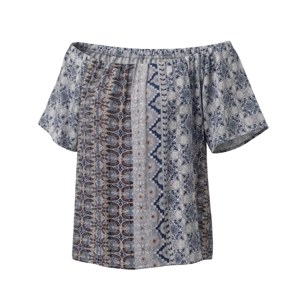 Boho Peasant Top Womens Small Blue EUC Paisley Festival Hippie Gipsy Blouse
